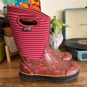 Bogs Classic Flower Stripe Winter Rain Boot Size 5